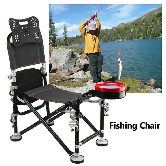 Fogcroll Fishing Chair Folding Fishing Deck Chair Portable Camping Chair Beach Chair with Backrest Rod Holder,Adjustment 13 Gear Rise Fall 21cm Support over 300 Lbs Fisherman Gift