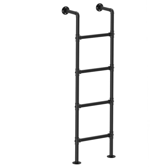 Fogcroll Four Step Ladder Wall Mounted Metal Ladder Heavy Duty Garden Wall Ladder Basement Window Well Egress Exit Ladder for Attic Loft Dorm Rv Deck,330 Lbs Load Bearing