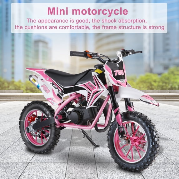 Fogcroll Gas Power Motocross off Road Kids Dirt Bike with Front Rear Disc Brakes and 10 Inch Anti-Slip and Wear-Resistant Inflatable Off-Road Tires,Soft Seat Cushion 49cc 2-Stroke 18 Mph