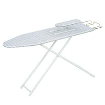 Fogcroll Ironing Board Full-Size Household Foldable Ironing Board Extended Ironing Board Outside with Heat-Resistant Cover,Blue Plaid Pattern Adjustable Height 42 Inch