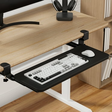 Fogcroll Keyboard Tray Under Desk Corner Keyboard Tray Keyboard Drawer Desk Extender with Adjustable C Clamp,Height Adjustable Under Desk Keyboard Tray Slide Out,Pull out Keyboard Holder
