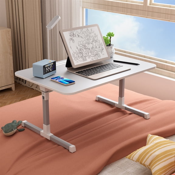 Fogcroll Laptop Bed Tray Table Portable Standing Table Folding Lap Tablet Table Adjustable Laptop Bed Stand,Lap Desk with LED Light,Standing Desk with Foldable Legs, USB Charging,Wide Desktop