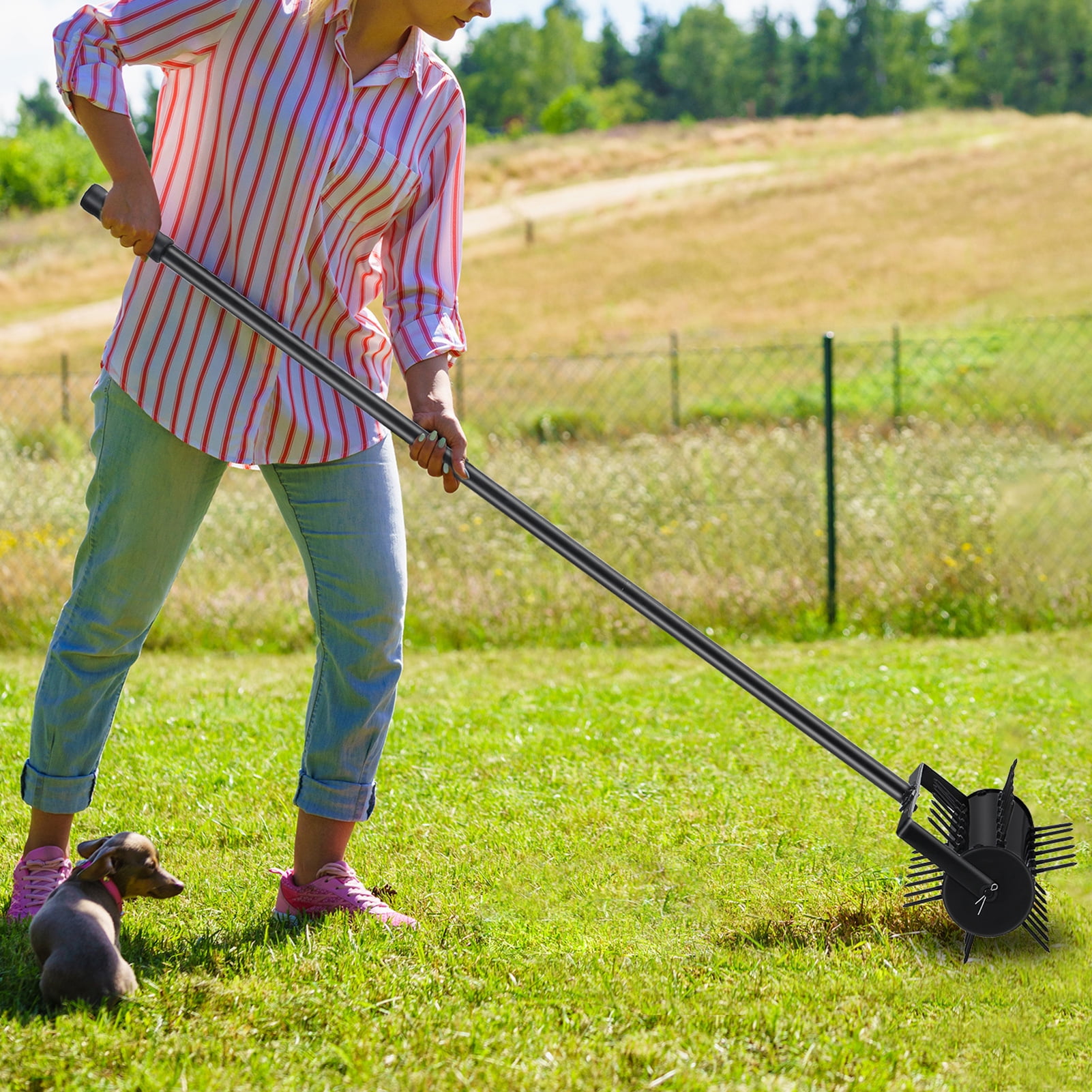 VINTORKY 8Pcs Garden Aerator Shoes Straps For Lawn Aeration Durable Spike Sandals Bands For