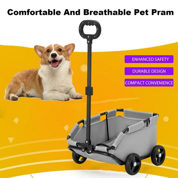 Fogcroll Pet Stroller Cart Folding Pet Dogs Cats Stroller Pet Strolling Cart with 4 Wheels Convenient Durable for Travelling Shopping Walking Playing