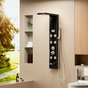 Fogcroll Shower Panel Bathroom Shower Panel Tower System with Adjustable Rainfall Shower Head and 6 Massage Jets, Tub Spout, Handheld Shower, Stainless Steel Wall-Mounted Shower Set