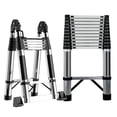 thumbnail image 1 of Fogcroll Telescoping Ladder,Stainless Steel Lightweight Extension Ladder with 2 Triangle Stabilizers Locking Mechanism,Heavy Duty 330lbs Max Capacity,Multi-purpose Collapsible Ladder 1Pc, 1 of 13