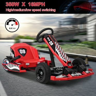 Fogcroll Ultimate Go-Kart Drift Kart 16 Mph 36v Electric Go Kart for Kidsoutdoor Ride on Toy Go Kart Adjustable Length Strong Load Bearing 350w 187lbs for Kids