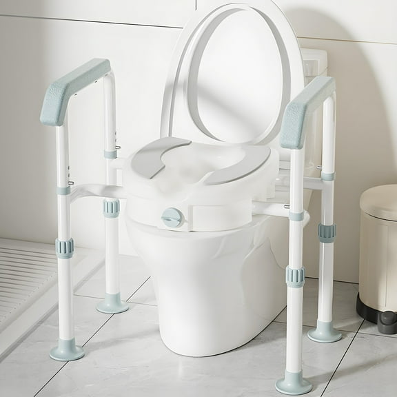 Fogcroll Ultimate Raised Toilet Seat Raised Toilet Seat Premium Elevated Toilet Seat with 3 Gear Adjustable Armrest Height Anti-Slip Foam Padded Handle for Elderly Bathroom Safety