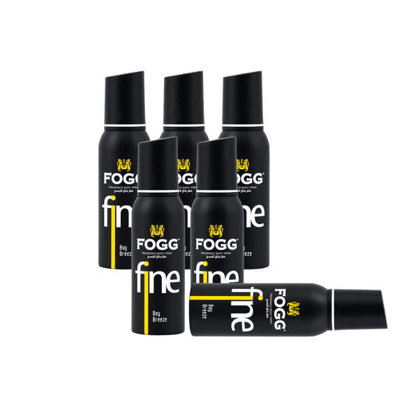 Fogg Fine Bay Breeze Body Spray 6PC Set | Long Lasting Fresh Aquatic Mens Fragrance Mist | Deodorant Spray Bundle Pack (6 Pieces)