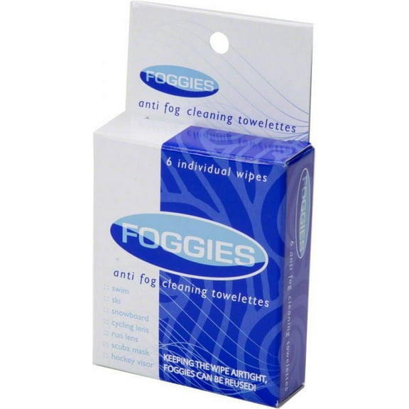 Foggies Anti-Fog and Cleaning Treatment Towelettes 6-Pack Removes Residue