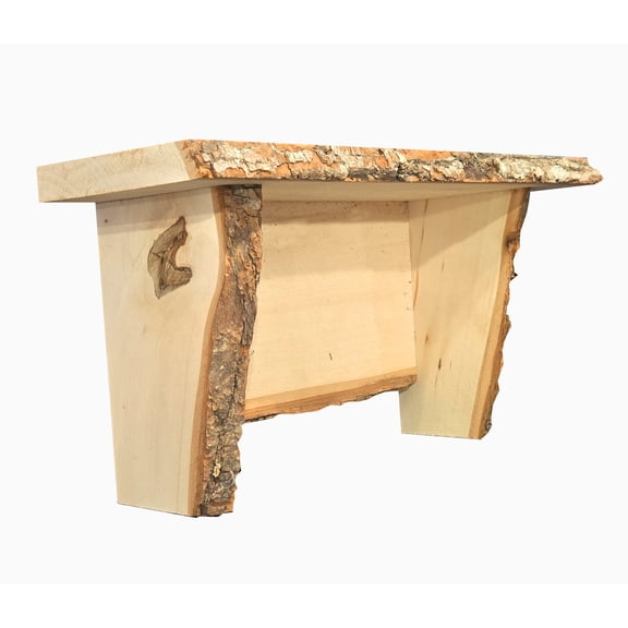 Foggy Bottom Woodworks LLC Rustic Basswood Bark live Edge Shelf, 12 inches Long