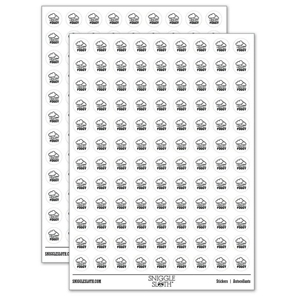 Foggy Fog Weather Day Planning 200+ Round Stickers - White - Gloss Finish - 0.50" Size
