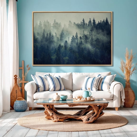 Foggy Forest Art Nature Wall Art Foggy Forest Poster Living Room Decor Mountain Art Bedroom Wall Decor Art, Unframed Poster Size 12x18