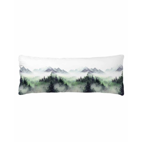 Foggy Forest Body Pillow Cover 20 x 54 Inch Decorative Pillow Cover Mountains Landscape Nature Aesthetic Lumbar Pillowcase Seasonal Rectangle Cushion Case for Couch Sofa Bed Living Room