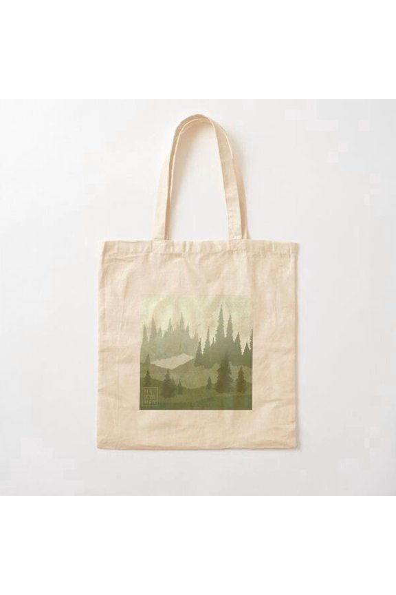 Foggy Forest Canvas Tote Bags, Reusable Shopping Bag