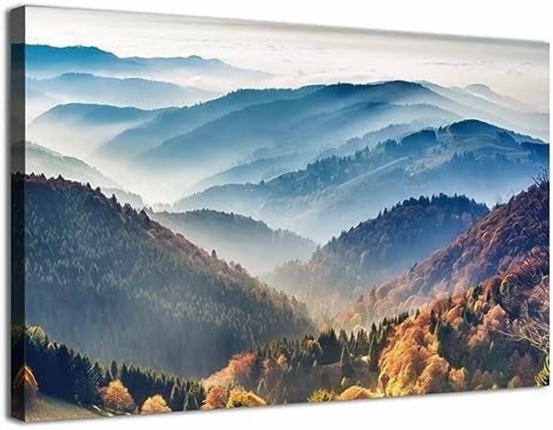 Foggy Forest Canvas Wall Art for Living Room Misty Mountain Picture ...