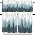 thumbnail image 1 of Foggy Forest Curtain Set, Green Coniferous Tree Silhouette Mist Landscape Window Valances and Tier Set for Kitchen Living Room, 54''x18'' & 27''x24''x2, 3 Panels, 1 of 5