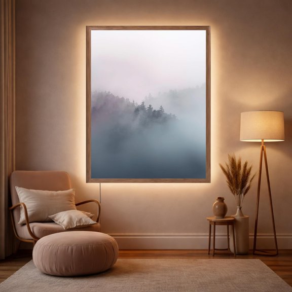 Foggy Forest LED Wall Art, Modern Minimalist Backlit Decor Poster, Poster Only