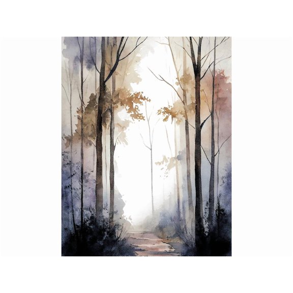 Foggy Forest Misty Grove Neutral Nature Decor Wall Art