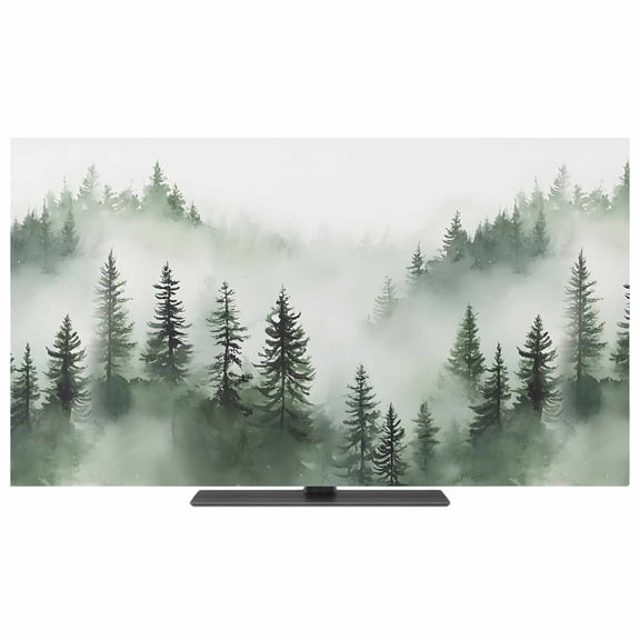 Foggy Forest TV Dust Cover,Stretchable TV Screen Desktop Computer Protector Cover,Green Mist Mountain Natural Landscape Television Dustproof Slipcover for 19–24 Inch Flat or Curved TVs