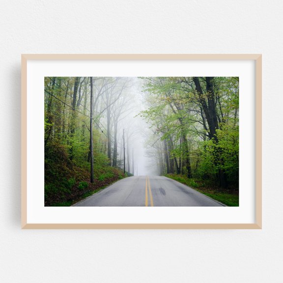 Foggy Glen Rock - Pennsylvania Photography Forest Nature Scenic Landscape Rural Oak Framed Wall Art Print 5 x 7 inches
