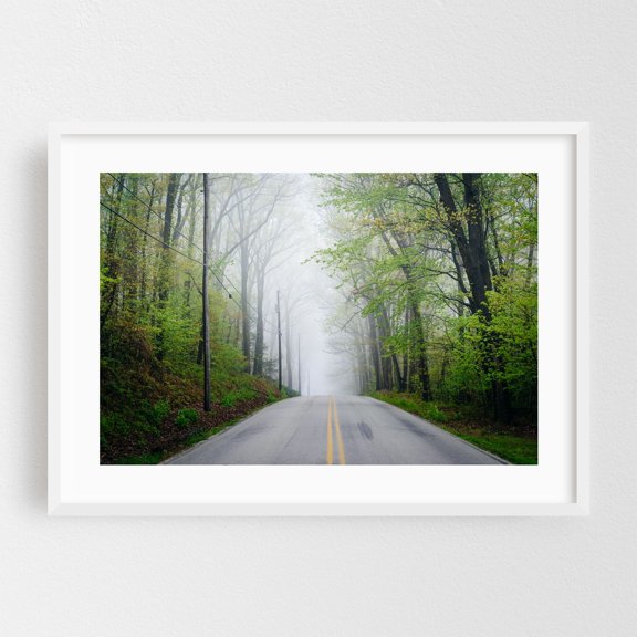 Foggy Glen Rock - Pennsylvania Photography Forest Nature Scenic Landscape Rural White Framed Wall Art Print 5 x 7 inches