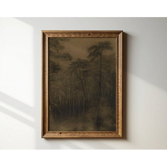 Foggy Pine Forest Landscape Sketch, Neutral Scenery Print, Rustic Decor, Wall Art, Modern Wall Decor, 12x18 UNFRAMED