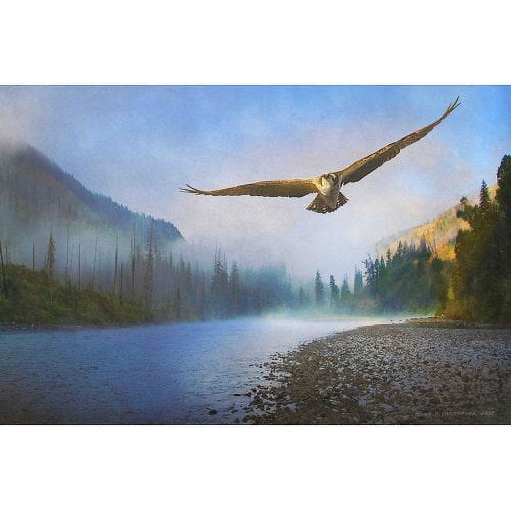 "Foggy River Osprey" Painting Print on Wrapped Canvas
