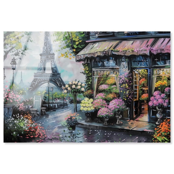 Foggy Spring Flower Shop Paris Acrylic Print Travel Wall Art by Art Remedy, Ready to Hang, 15 x 10