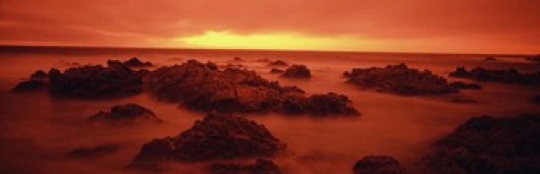 Foggy beach at dusk Pebble Beach Monterey County California USA Canvas Art - Panoramic Images (18 x 6)
