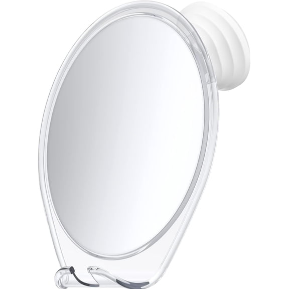 Fogless Shower Mirror with Suction Mount & Swivel Anti-Fog Acrylic Bathroom for Shaving Built-in Razor Holder, Easy Install, Home Accessory (White)