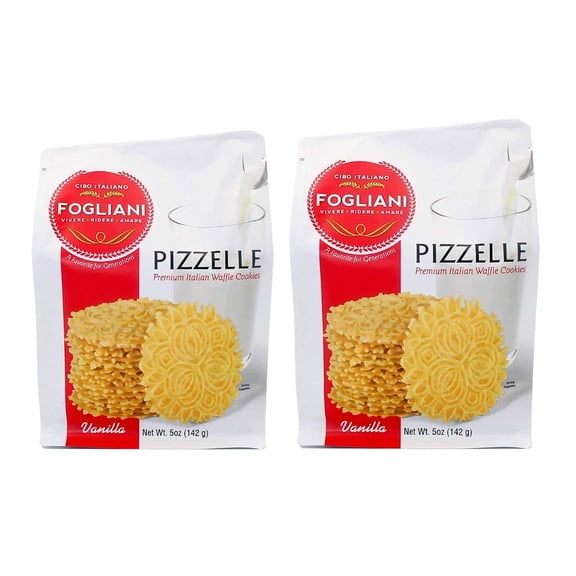 Fogliani Vanilla Pizzelle Waffle Cookies, 5 ounce (Pack of 2)