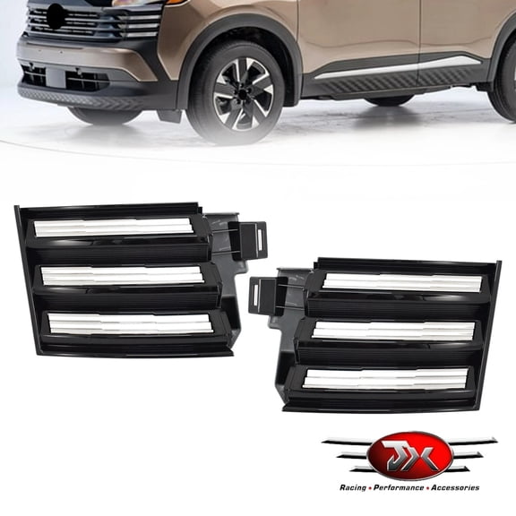 Foglight Civer Compatible with Nissan Kicks S/SV 2025 Front Outer Grille Cover Trim W/O DRL Left Driver & Right Passenger Side 622547LG0A 622557LG0A