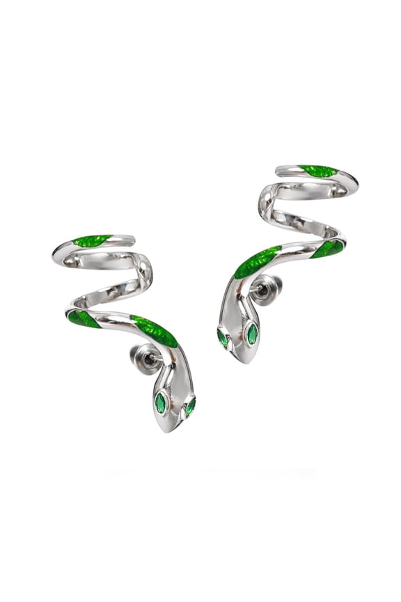 1 Pair European Snake-shaped Winding Earrings Cold Various Ways to Wear Exaggerated Left Right Ear Jewelry