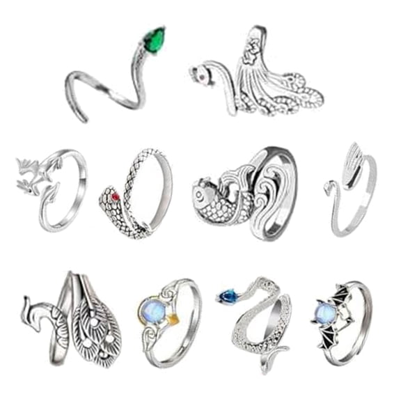 Fogun 10pcs Crochet Rings Adjustable Thumb Rings for Knitting Hobbyists Yarns Rings Convenient Finger Holders for Hand Weaving