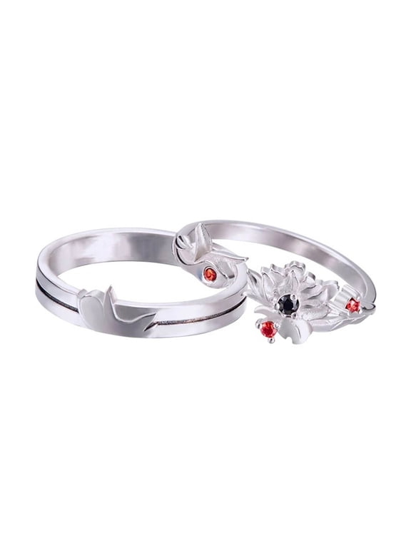 2 PCS Anime Couple Rings Adjustable Rings Anime Alloy Grandmaster Demonic Cultivation Set for Fans