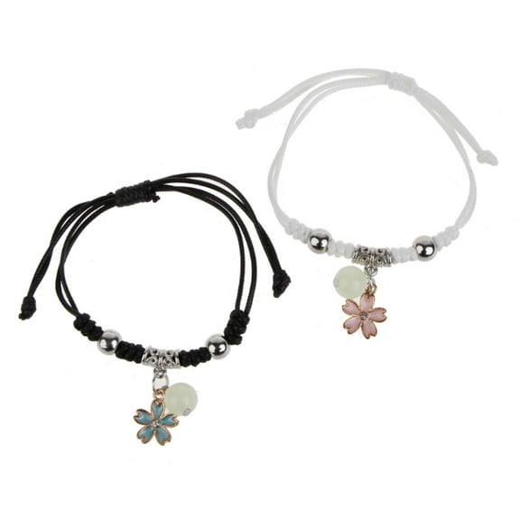 Fogun 2 Pcs Luminously Bead Charm Braided Rope Bangles Couple Promise Bracelets Friendship Matching Bracelet Jewelry for Lover