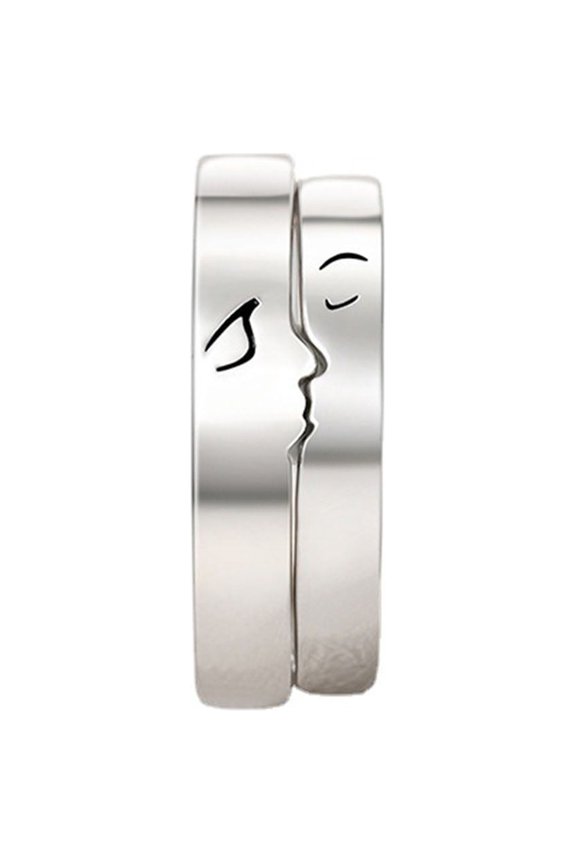 2Pcs Kiss Matching Couple Friendship Lover Pair Adjustable Rings Set Lovers Jewelry for Women Men