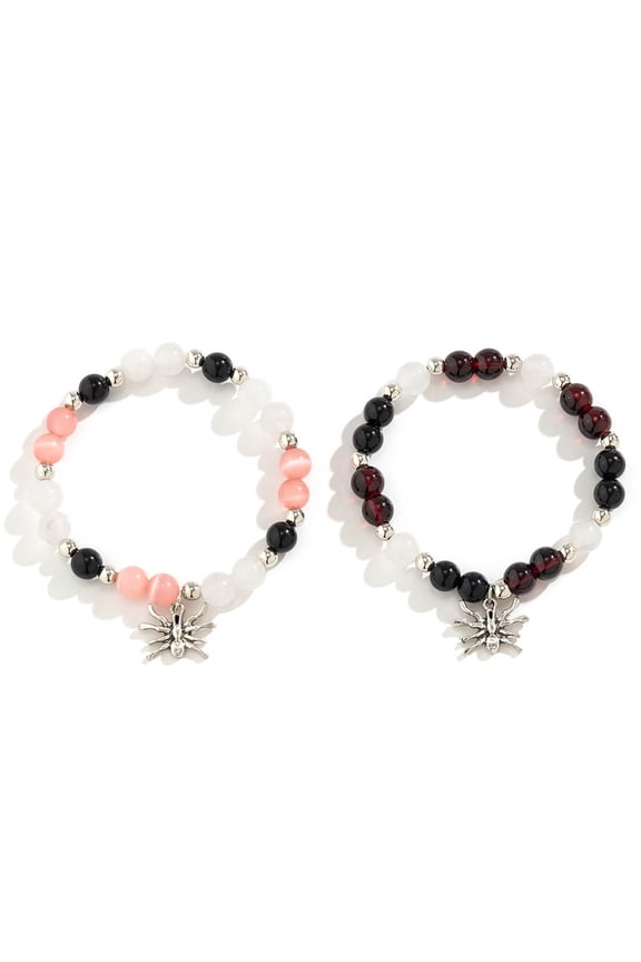 2pcs Halloween Spiders Couple Bracelets for Women Men Horror Charm Bangle Halloween Cosplay Costume Aesthetic Jewelry