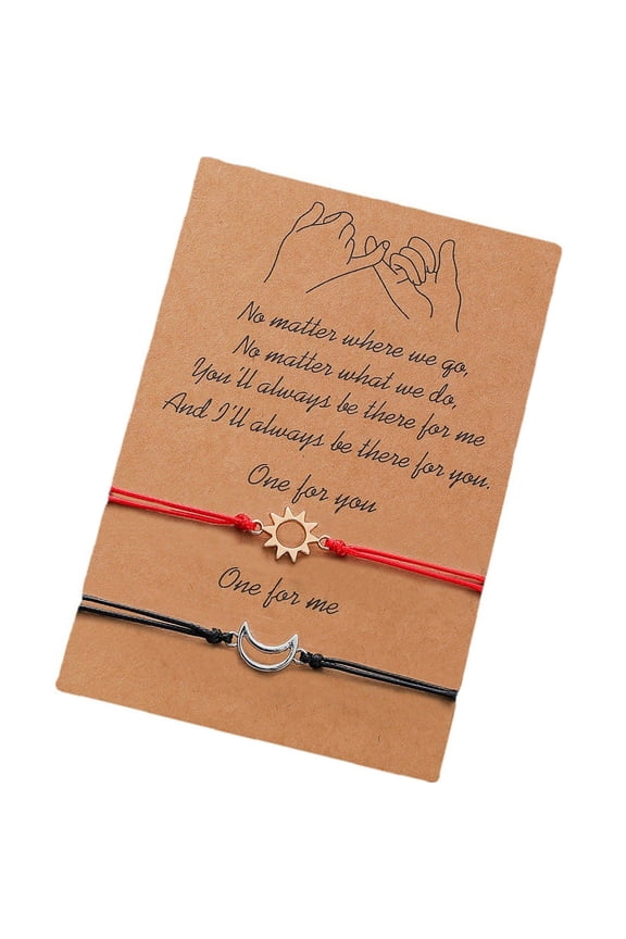 2pcs Sun And Moon Couple Bracelets Accessory Symbolizing With Black Design For Romance Expression