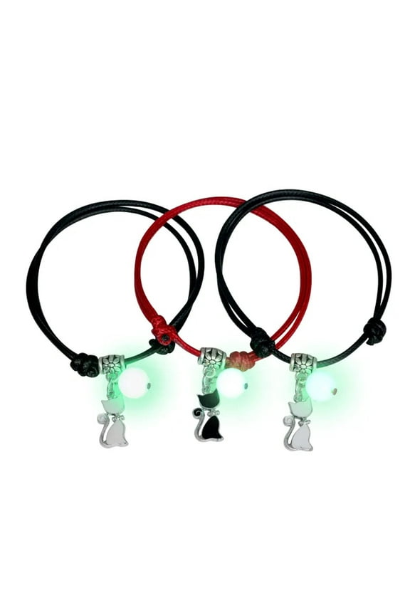 3 Pcs Couple Bracelets Moon Cat Bangles for Friendship Sister Women Man Jewelry