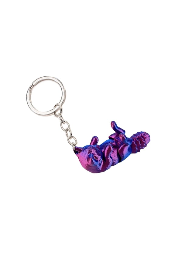 3D Printed Articulated Cat Keychain, Animal Keyring with Flexible Joints, Fashion Gradients Color