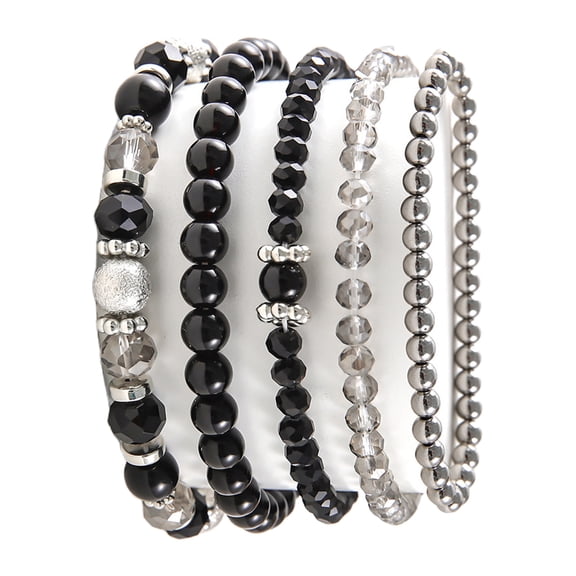 Fogun 5Pcs Crystal Beaded Stretch Bracelet Set Sparkling Crystal Bead Bracelets Ornament for Individual Styles and Giving