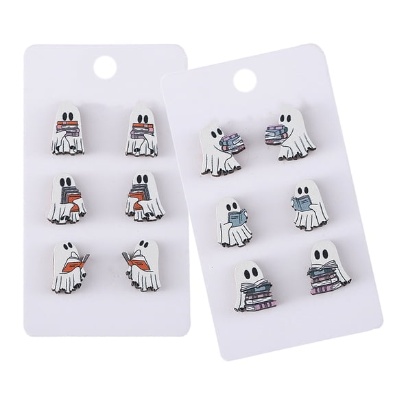 Fogun 6 Pairs Hypoallergenical Halloween Earrings Set Scary Book Specters Ear Rings for Women and Teens Costume Accessories