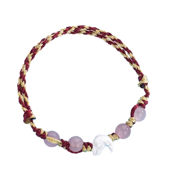 Fogun Adjustable Pull-Out Bracelet Dolphin Bangles Handcrafted Wrist Chain Colorful String Handchains Jewelry for Lovers