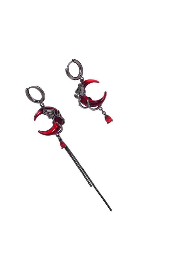 Asymmetrical Moon Drop Earrings Fashionable Moon Earrings Statement Ear Jewelry Chain Eardrop Alloy Texture for Woman