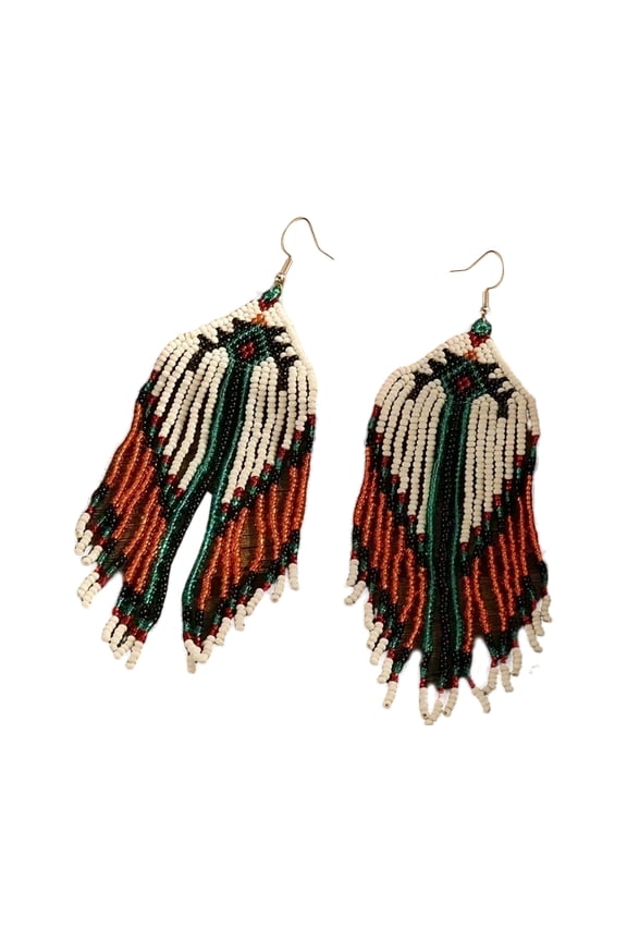 Beaded Tassels Earrings Handmade Glass Beads Vintage Floral Dangle Ear Jewelry Accessories for Women