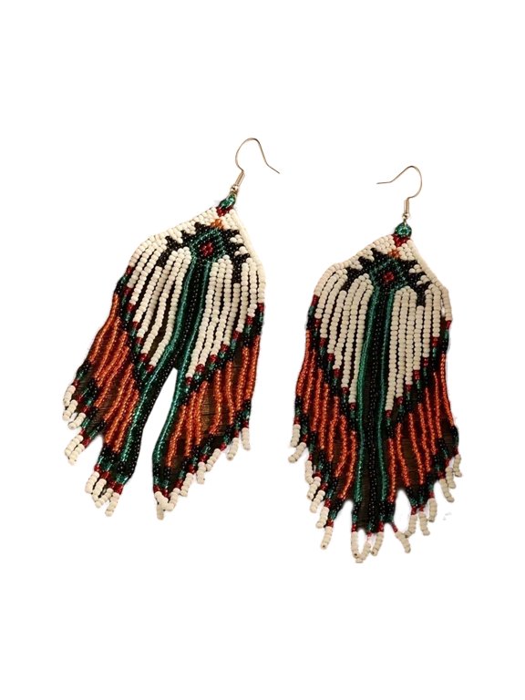 Beaded Tassels Earrings Handmade Glass Beads Vintage Floral Dangle Ear Jewelry Accessories for Women