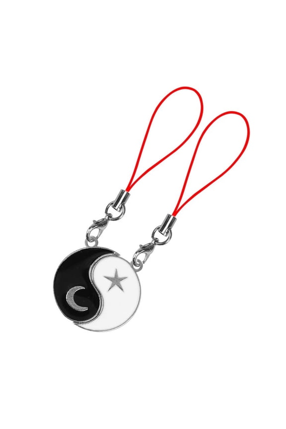 Black Moon Keychain Pair Friendship Key Chain Pendant Couple Phone Charm Decoration for Key Bag Backpack