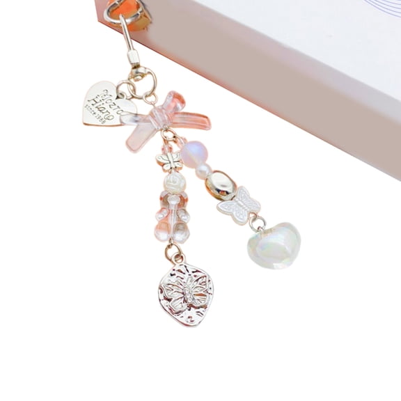 Fogun Bowknot Heart Pendant Cellphone Straps Phone Charm Bear Beaded Phone Lanyard Handmade Keychains Jewelry for Wallet Bag